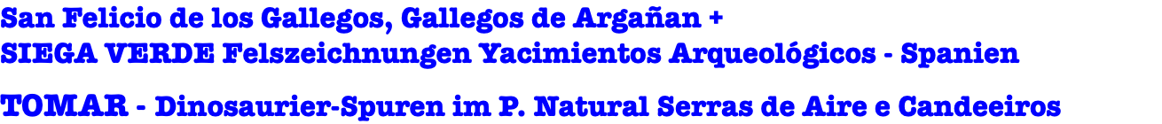 San Felicio de los Gallegos, Gallegos de Argañan +  SIEGA VERDE Felszeichnungen Yacimientos Arqueológicos - Spanien TOMAR - Dinosaurier-Spuren im P. Natural Serras de Aire e Candeeiros